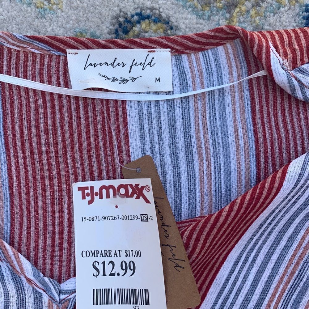 Lavender Fields Stripped Blouse Size M - Picture 2 of 2